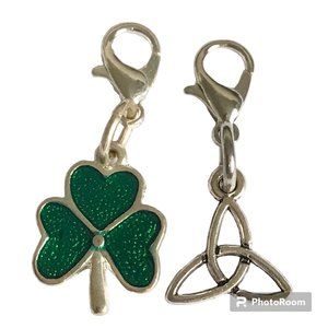 Celtic Irish Charms Clip On Lot Knot Shamrock Purse Zipper Pulls Silver Tone